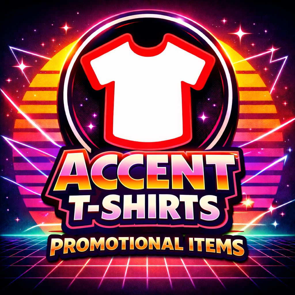 Accent T-Shirts retro 1980s promotional items Las Vegas graphic with Accent logo and custom swag theme